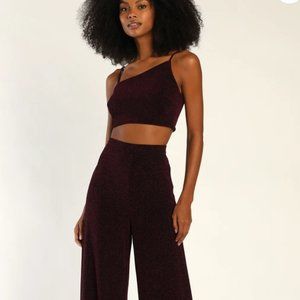 Sparkle with Merriment Black and Magenta Two-Piece Jumpsuit